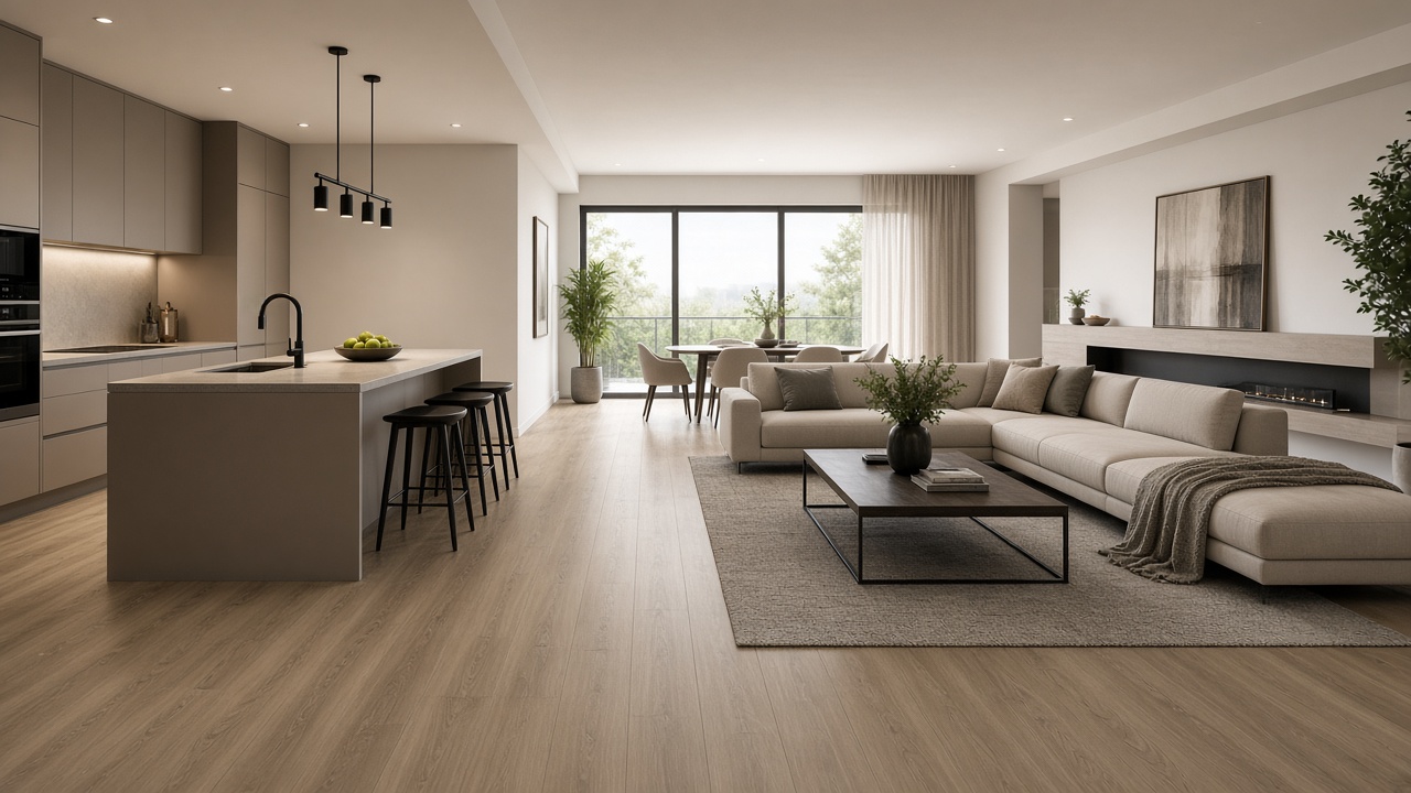 Waterproof luxury vinyl plank flooring throughout a suite